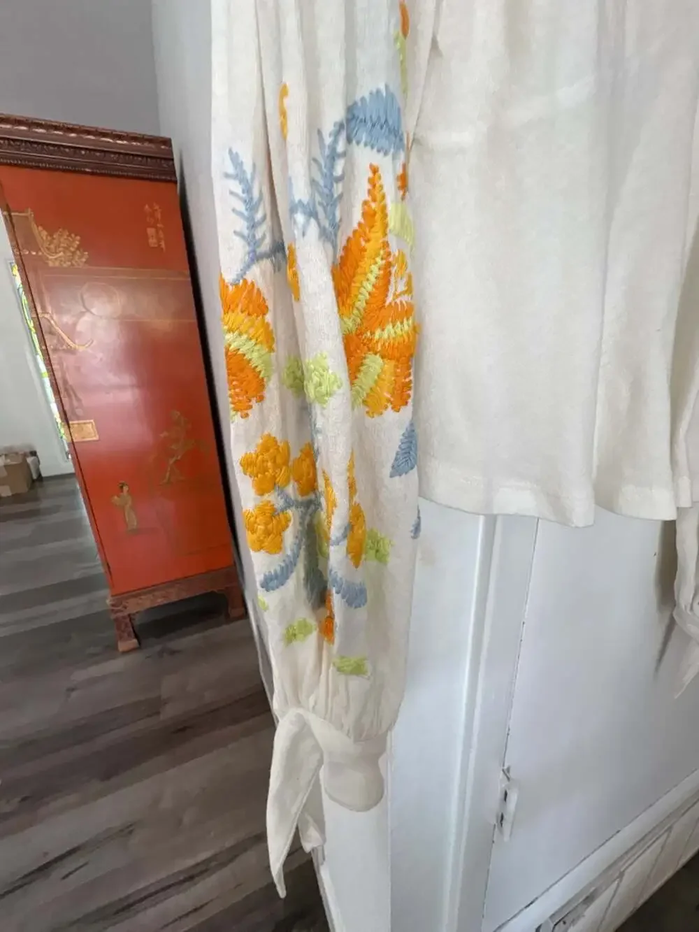 Free People KARA TOP OB933130 Ivory Embroidered Long Sleeve Blouse